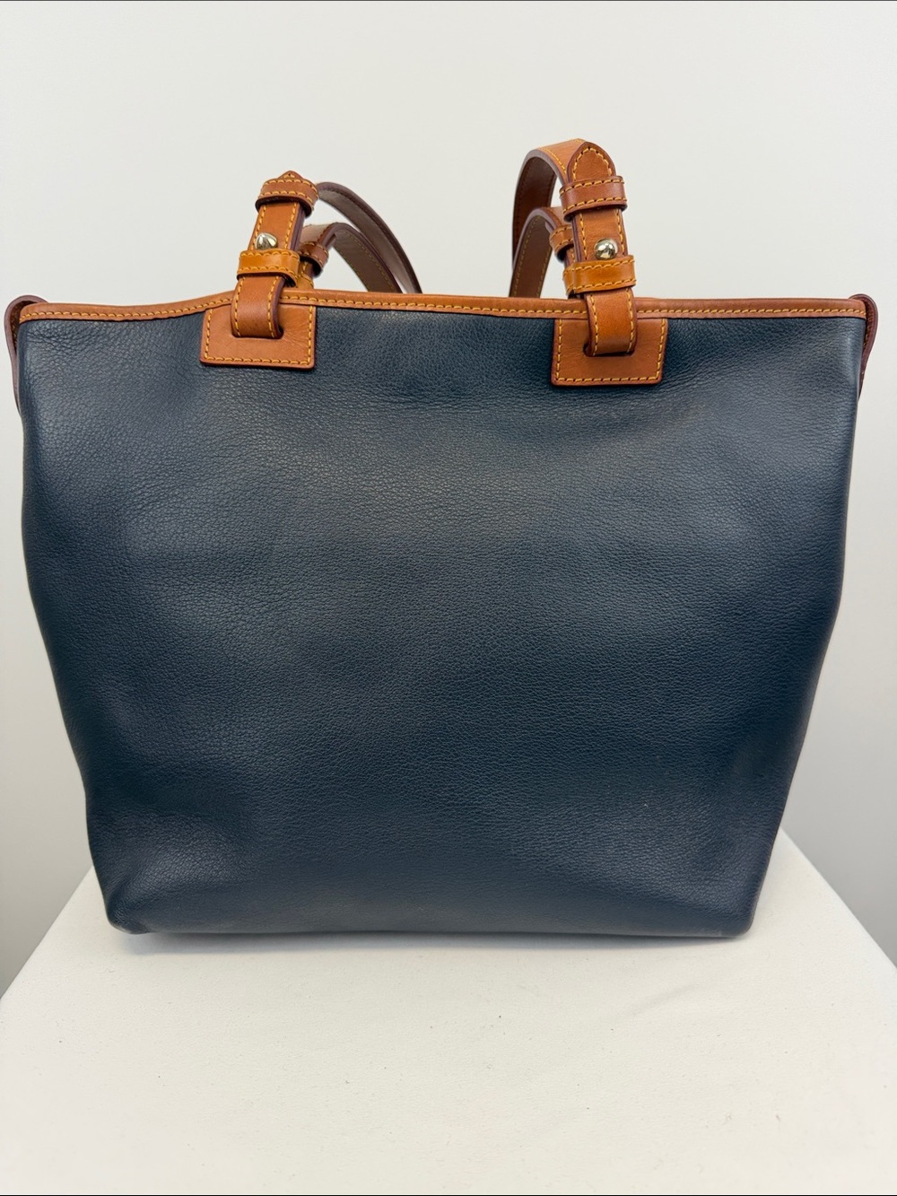 Dooney & Bourke Dillen Navy Pebble Leather Zip Pocket Shoulder Tote Bag - Picture 6 of 11